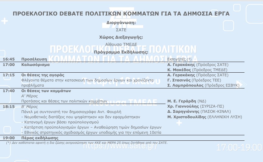 Προεκλογικό debate πολιτικών κομμάτων για τα δημόσια έργα