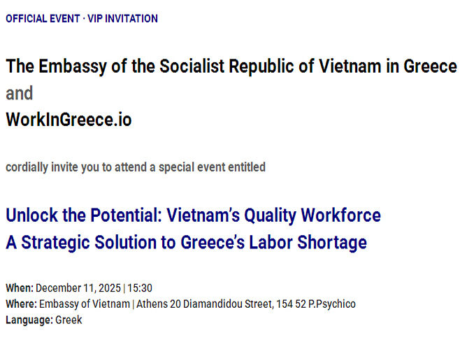Unlock the Potential: Vietnam’s Quality Workforce A Strategic Solution to Greece’s Labor Shortage
